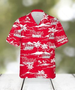 Coors Light Hawaiian Button Up Shirt Island Palm Leaves Shirt