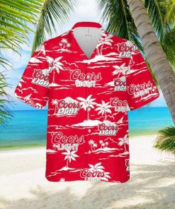 Coors Light Hawaiian Button Up Shirt Island Palm Leaves Shirt