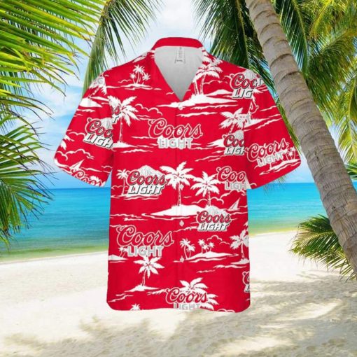 Coors Light Hawaiian Button Up Shirt Island Palm Leaves Shirt