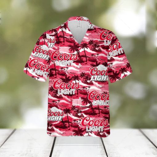 Coors Light Hawaiian Button Up Shirt Sea Island Pattern