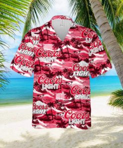 Coors Light Hawaiian Button Up Shirt Sea Island Pattern