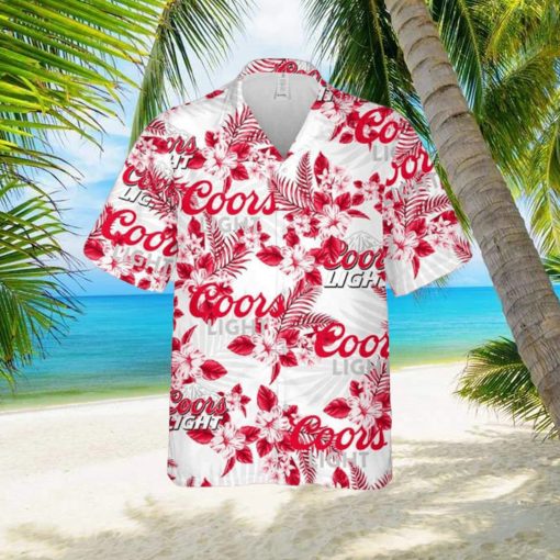 Coors Light Hawaiian Flowers Pattern Shirt Hawaiian Beer