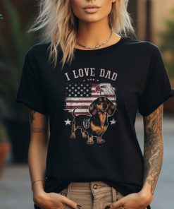 Dachshund Tattoo I Love Dad Fathers Day Patriotic T Shirt