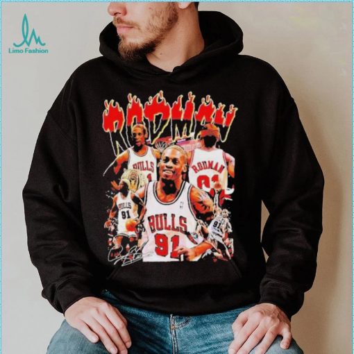 Dennis rodman chicago bulls basketball graphic signature T shirt