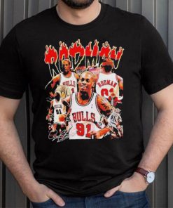 Dennis rodman chicago bulls basketball graphic signature T shirt