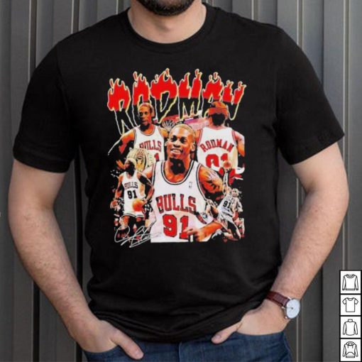 Dennis rodman chicago bulls basketball graphic signature T shirt