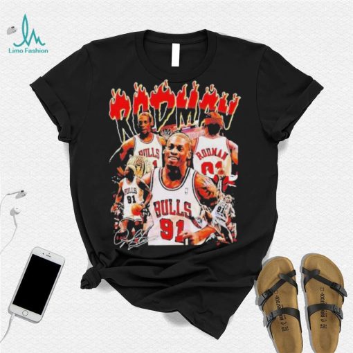 Dennis rodman chicago bulls basketball graphic signature T shirt