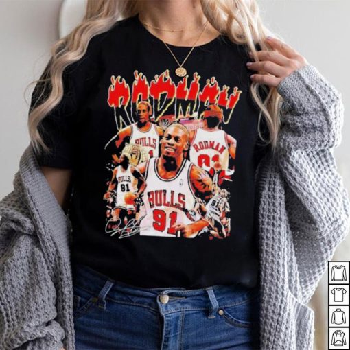 Dennis rodman chicago bulls basketball graphic signature T shirt