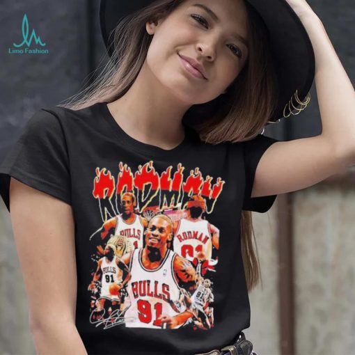 Dennis rodman chicago bulls basketball graphic signature T shirt