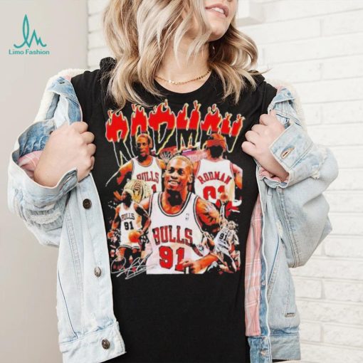 Dennis rodman chicago bulls basketball graphic signature T shirt