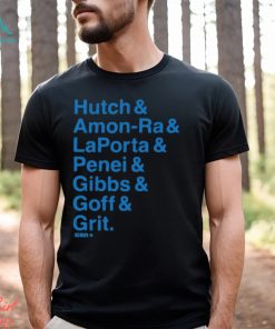 Detroit Ampersand Stars Hutch & Amon Ra & Laporta & Penei & Gibbs & Goff & Grit Shirt