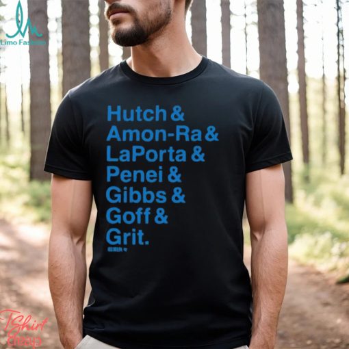 Detroit Ampersand Stars Hutch & Amon Ra & Laporta & Penei & Gibbs & Goff & Grit Shirt