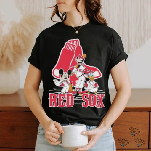 Disney Mickey Characters Boston Red Sox Baseball Shirt