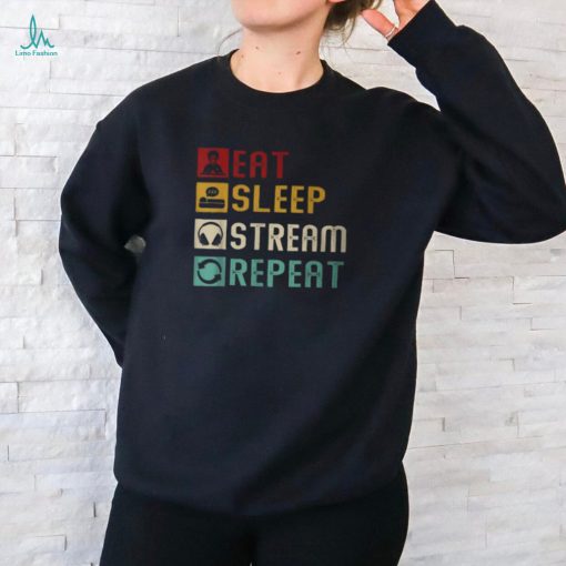 Eat Sleep Stream Repeat Streaming Gaming Streamer Vintage T Shirt