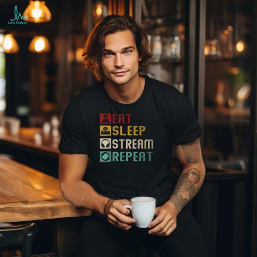 Eat Sleep Stream Repeat Streaming Gaming Streamer Vintage T Shirt