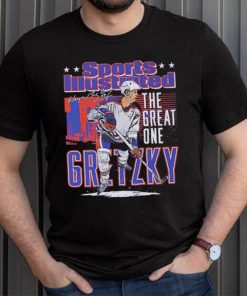 Edmonton Oilers Wayne Gretzky the great one sports illustrated and Edmonton skyline signature shirt