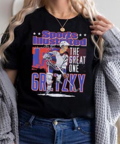 Edmonton Oilers Wayne Gretzky the great one sports illustrated and Edmonton skyline signature shirt