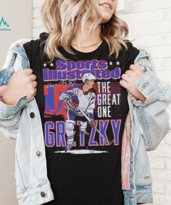 Edmonton Oilers Wayne Gretzky the great one sports illustrated and Edmonton skyline signature shirt