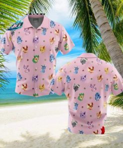 Eevelutions Pattern Pokemon Pattern Button Up Hawaiian Shirt