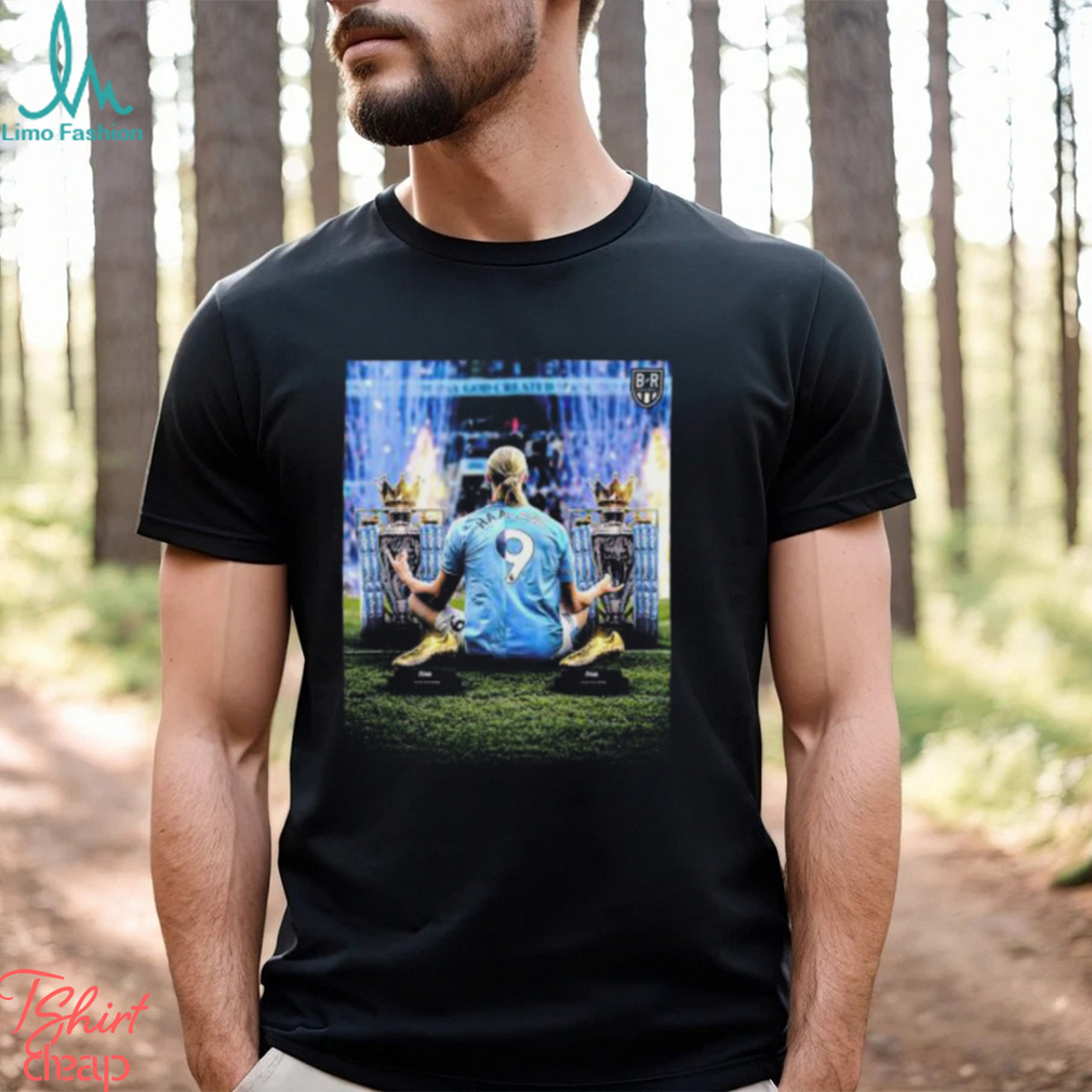 Erling Haaland Manchester City Two Seasons Two Titles Two Golden Boots Vintage T Shirt Erling Haaland Manchester City Two Seasons Two Titles Two Golden Boots Vintage T Shirt