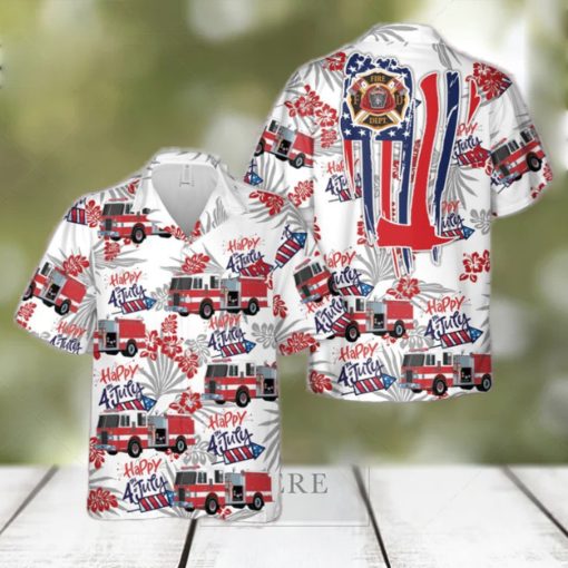 Firefighter Fire Truck, 4th Of July Hawaiian Shirt