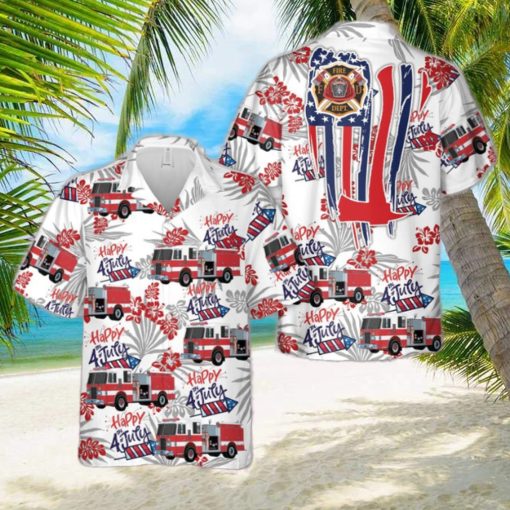 Firefighter Fire Truck, 4th Of July Hawaiian Shirt