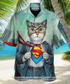 First Superman Cat In The City Hawaiian Shirt