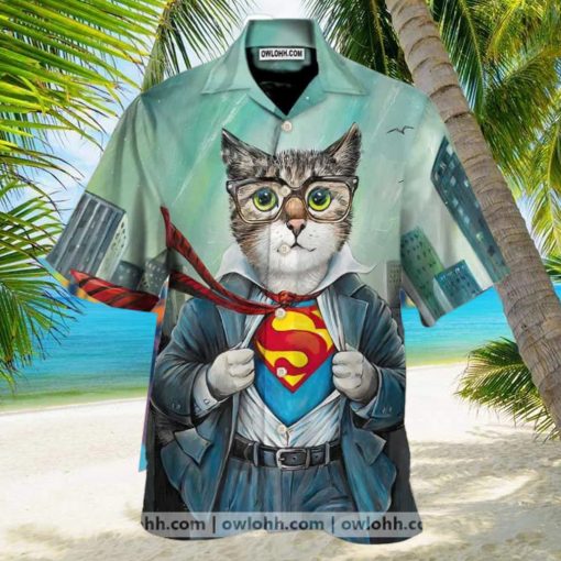 First Superman Cat In The City Hawaiian Shirt