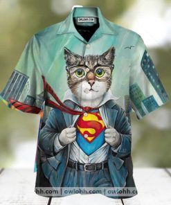 First Superman Cat In The City Hawaiian Shirt