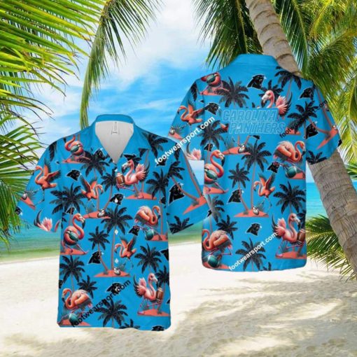 Flamingo Play With Carolina Panthers AOP Hawaiian Shirt Gift For Fans