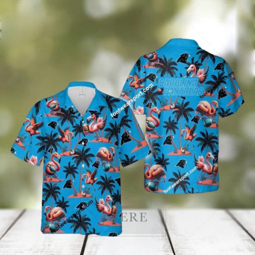 Flamingo Play With Carolina Panthers AOP Hawaiian Shirt Gift For Fans