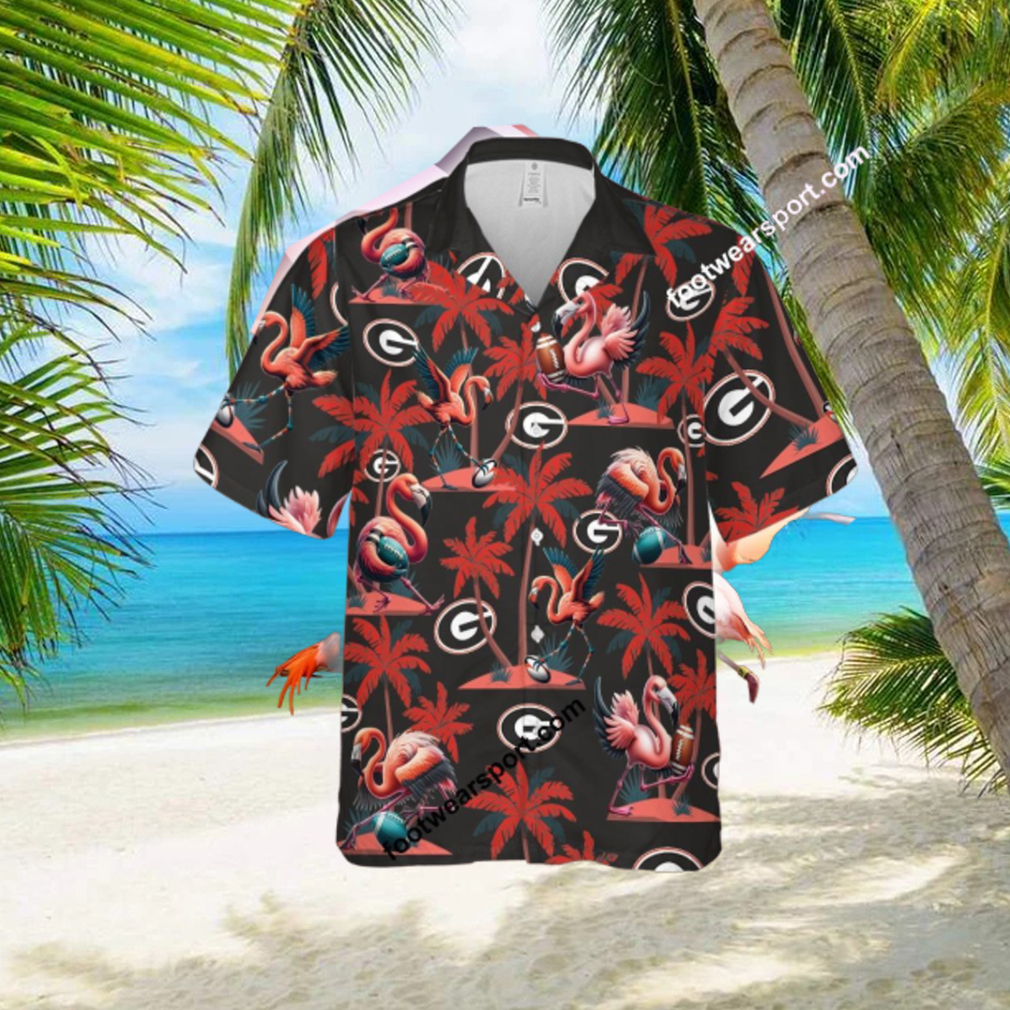 Flamingo Play With Georgia Bulldogs Hawaiian Shirt All Over Print Gift Summer Flamingo Play With Georgia Bulldogs Hawaiian Shirt All Over Print Gift Summer