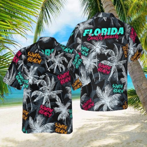 Florida South Beach Coconut Tree Hawaiian Shirt Men’s Short Sleeve Button Down Beach Shirts