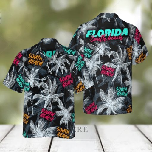 Florida South Beach Coconut Tree Hawaiian Shirt Men’s Short Sleeve Button Down Beach Shirts