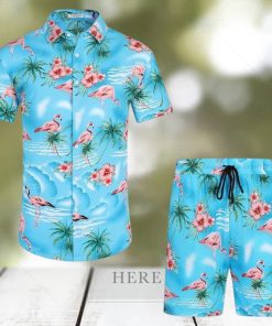 Flower Button Down Hawaiian Sets Casual Short Sleeve Shirt and Shorts Outfits