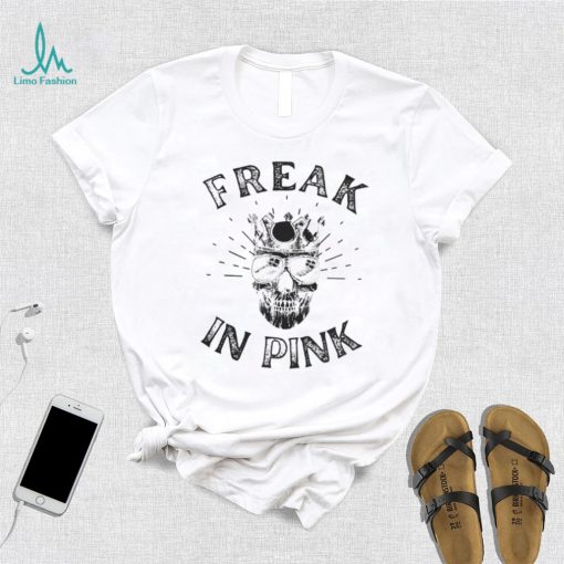 Freak in pink skull shirt