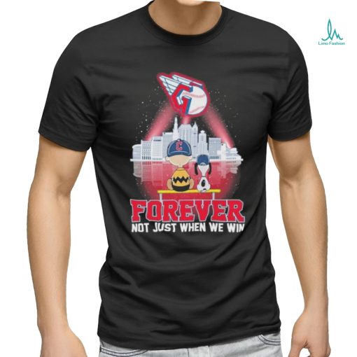 Funny Peanuts Snoopy And Charlie Brown Watching Cleveland Guardians Forever Not Just When We Win Shirt