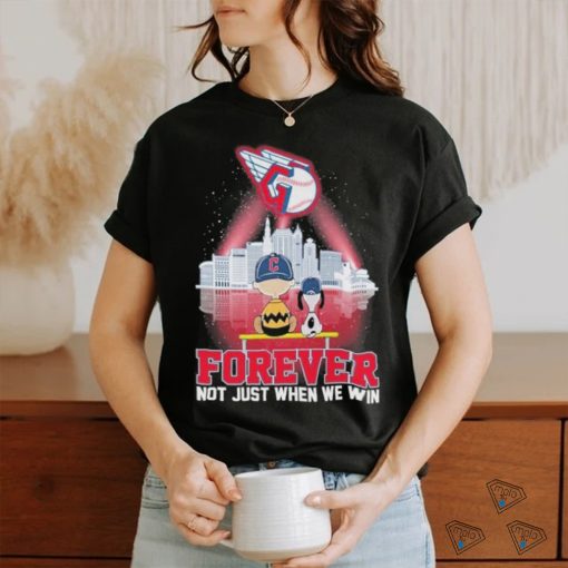 Funny Peanuts Snoopy And Charlie Brown Watching Cleveland Guardians Forever Not Just When We Win Shirt