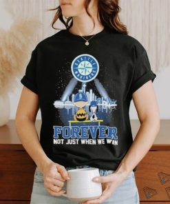 Funny Peanuts Snoopy And Charlie Brown Watching Seattle Mariners Forever Not Just When We Win Shirt