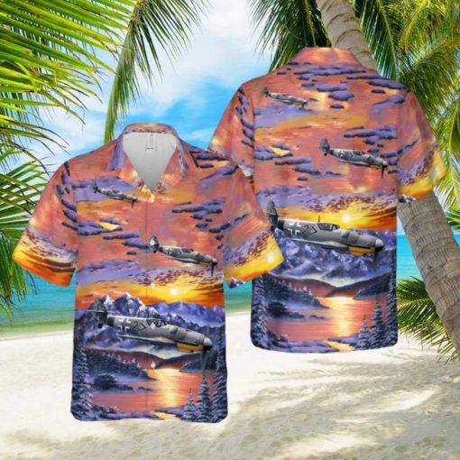 German Air Force Messerschmitt Bf 109 Fighter Aircraft In WW2 Hawaiian Shirt