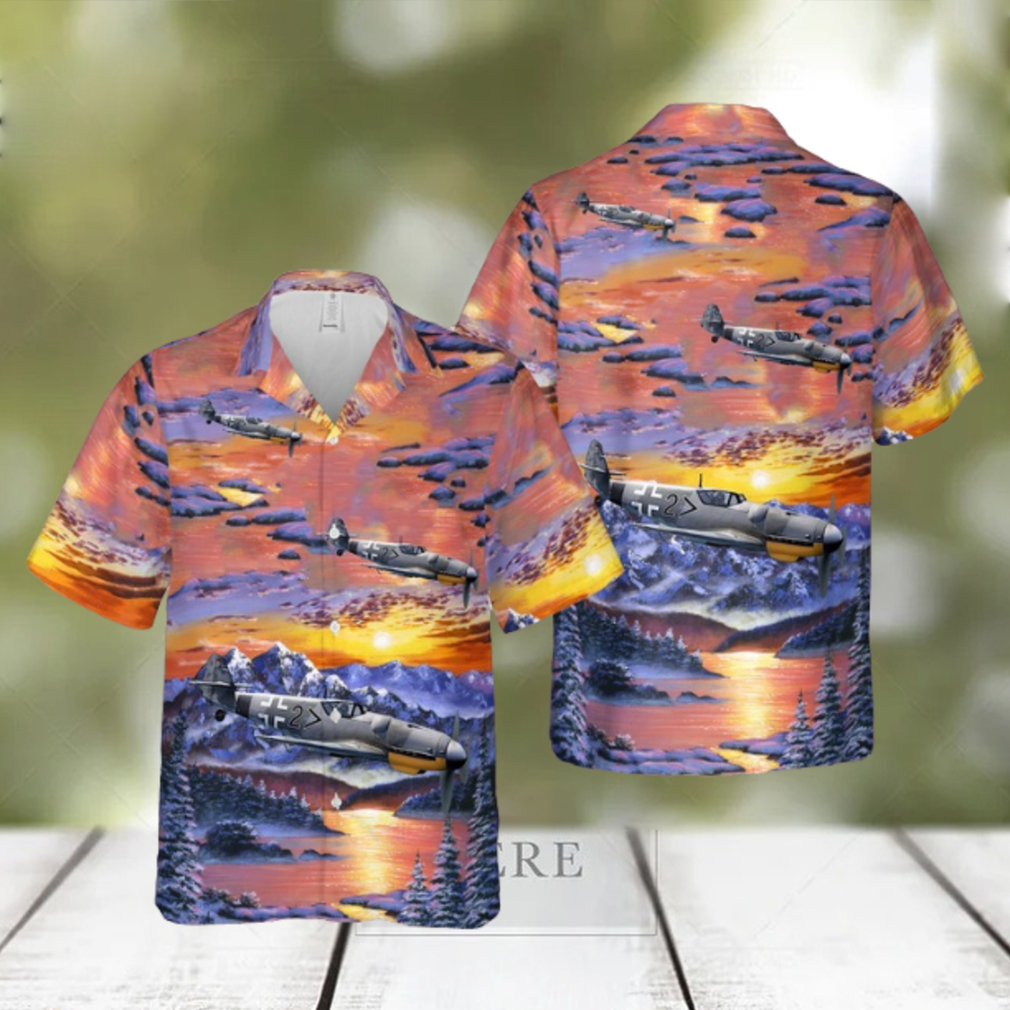 German Air Force Messerschmitt Bf 109 Fighter Aircraft In WW2 Hawaiian Shirt German Air Force Messerschmitt Bf 109 Fighter Aircraft In WW2 Hawaiian Shirt