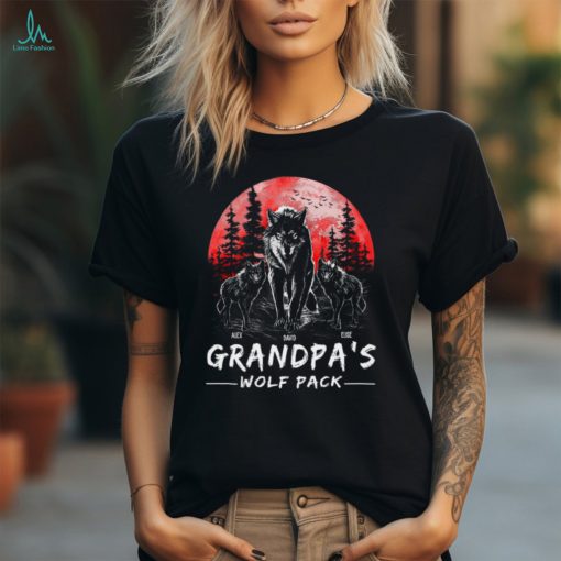 Grandpa Wolf Pack Personalized Shirt   Perfect Father’s Day Gift for Grandfather & Dad   Unique Men’s Personalized Tee shirt