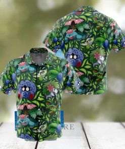 Grass Type Pokemon Pokemon Button Up Anime Hawaiian Shirt