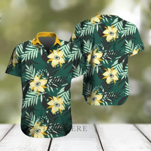 Green Bay Packers Hawaiian Tracksuit Floral Outfits Button Shirt Beach Shorts