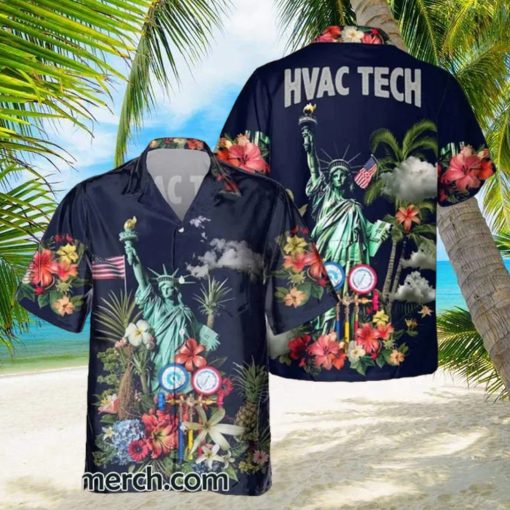 HVAC Tech Statue Of Liberty Tropical Hawaiian Shirt