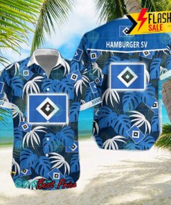 Hamburger SV Big Logo Tropical Leaves Hawaiian Shirt