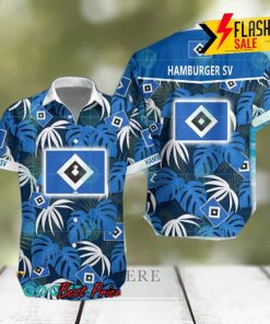 Hamburger SV Big Logo Tropical Leaves Hawaiian Shirt