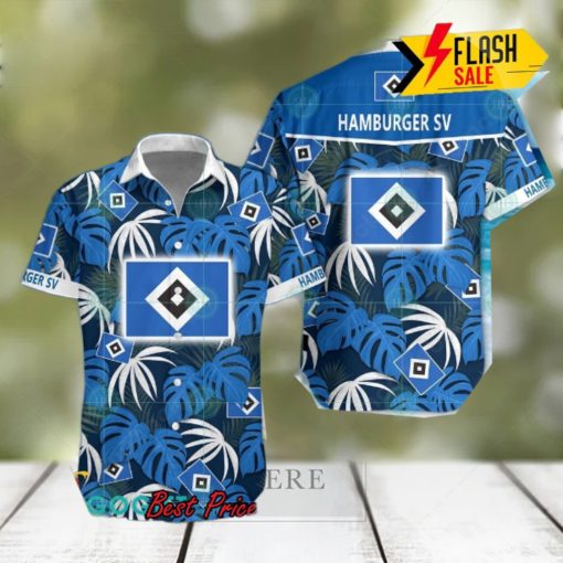 Hamburger SV Big Logo Tropical Leaves Hawaiian Shirt