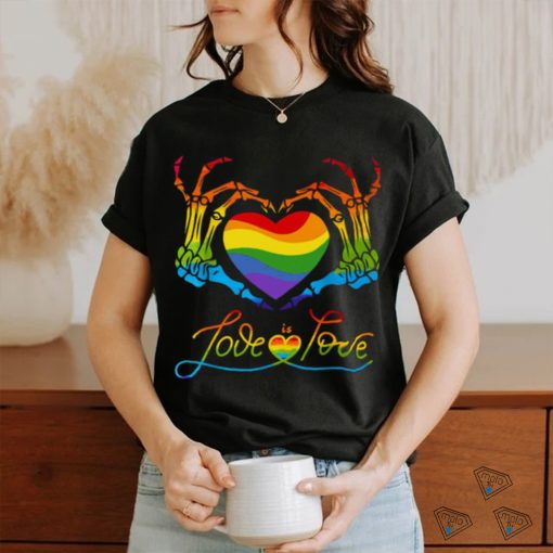 Heart Love Is Love Lgbt Skeleton Rainbow Gay Lesbian Pride T shirt