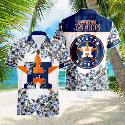 Houston Astros Hibiscus Plumeria Flower 3D Printed Hawaiian Shirt